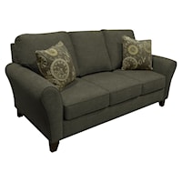 Transitional Flared Arm Sofa with Wooden Legs