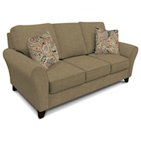 Transitional Flared Arm Sofa with Wood Legs