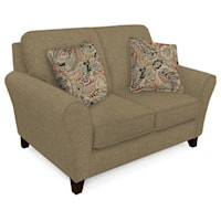 Transitional Flared Arm Loveseat with Wood Legs