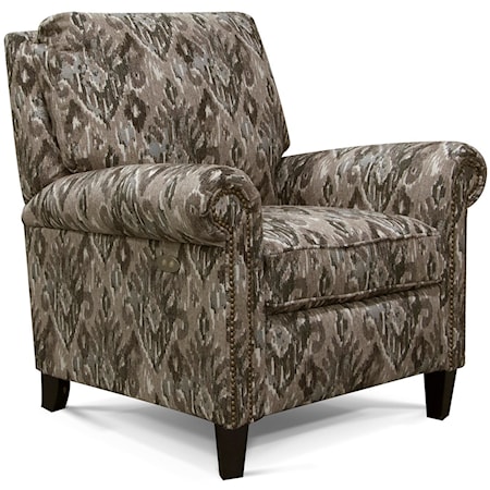 High-Leg Reclining Chair with Nailheads