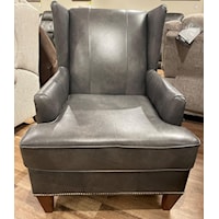 Leather Accent Chair with Nailhead Trim