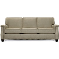 Transitional Leather Sofa with Nailhead Trim and Upgraded Frame