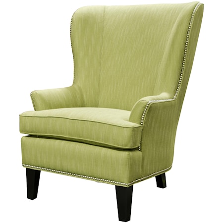 Wing Chair with Nailheads and Contemporary Style