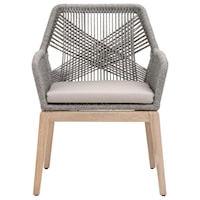 LOOM OUTDOOR ARM CHAIR Platinum Rope, Smoke Gray, Gray Teak