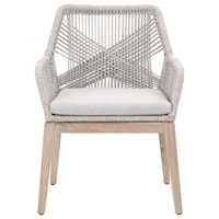 LOOM OUTDOOR ARM CHAIR Taupe & White Flat Rope, Pumice, Gray Teak