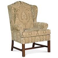 Upholstered Wing Chair with High Exposed Wood Leg