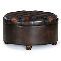Round Ottoman with Button-Tufting