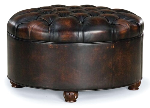Round Ottoman with Button-Tufting