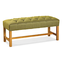 Button-Tufted Bench with Straight Wood Legs