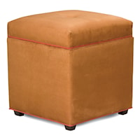 Storage Ottoman with Small Tapered Wood Legs