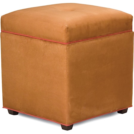 Storage Ottoman with Small Tapered Wood Legs