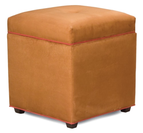 Storage Ottoman with Small Tapered Wood Legs