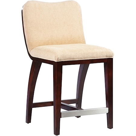 High End Counter Stool with Decorative, Exposed Wood Curve Back