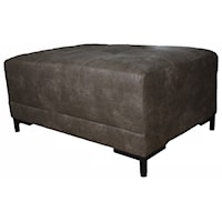 Customizable Rectangular Cocktail Ottoman with a Biscuit Tufted Top and Metal Legs