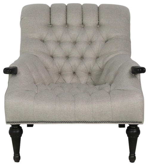 Exposed Wood Chair with Button-Tufting