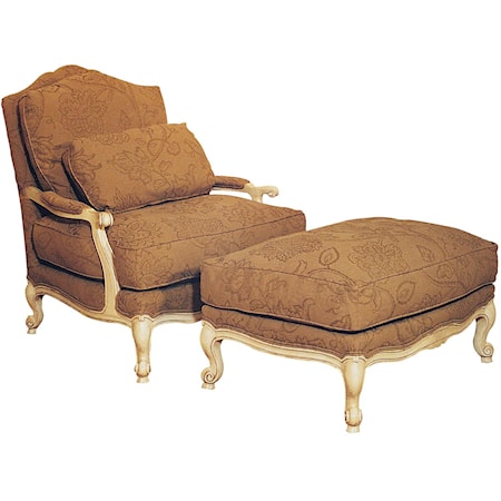 Victorian Chair & Ottoman Set