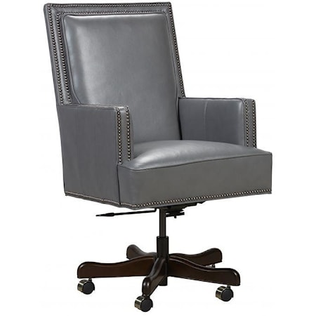 Somerset Leather Rolling Executive Chair with Nailhead Trim