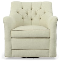 Traditional Tufted Back Swivel Chair with English Arms