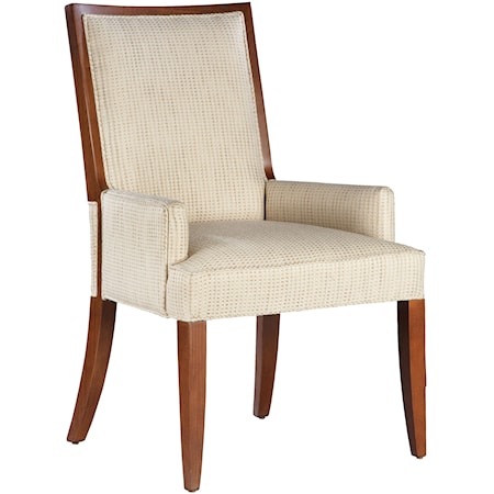 Contemporary Dining Room Arm Chair with Exposed Wood Accents 