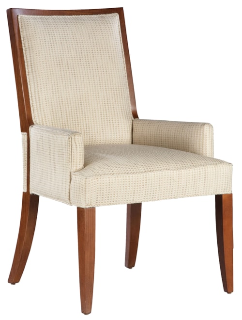 Contemporary Dining Room Arm Chair with Exposed Wood Accents 