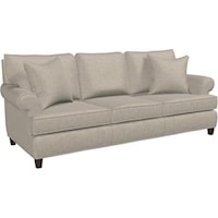 CUSTOMIZABLE SOFA WITH SOCK ARMS, KNIFE EDGED BACK WITH TAPERED LEGS