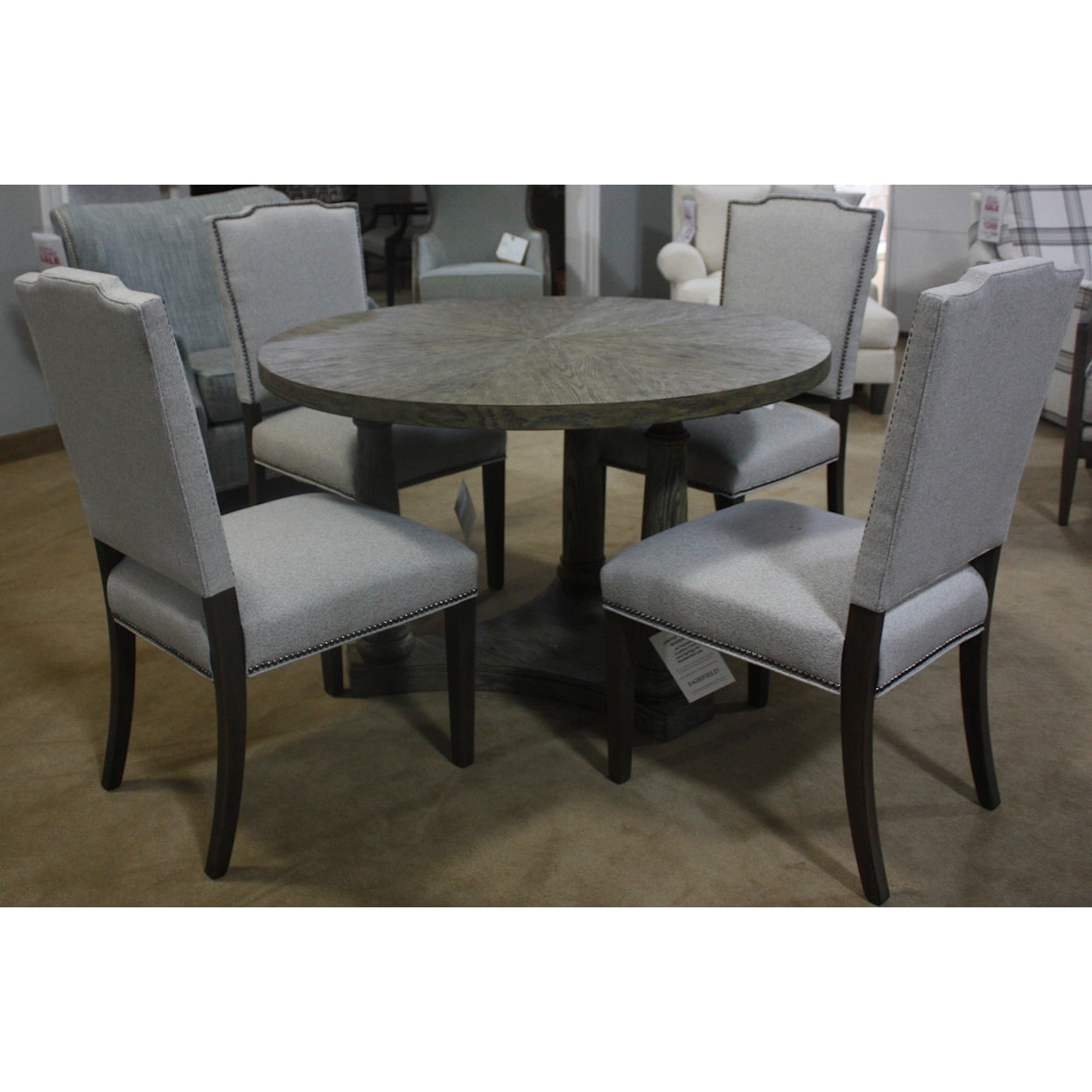 Fairfield Monogram Program Dining Table with Upholstered Side Chairs