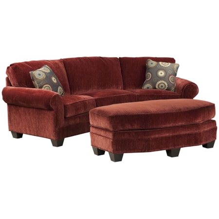 Curved Conversation Sofa with Rolled Arms