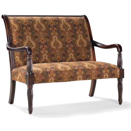 Stationary Settee with Wood Frame