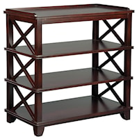 Casual Dining Room Side Table with Open Storage and Criss-Cross Pattern