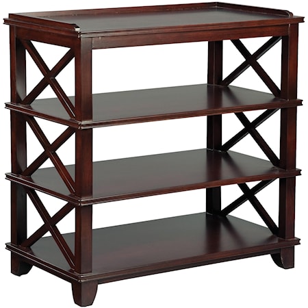 Casual Dining Room Side Table with Open Storage and Criss-Cross Pattern