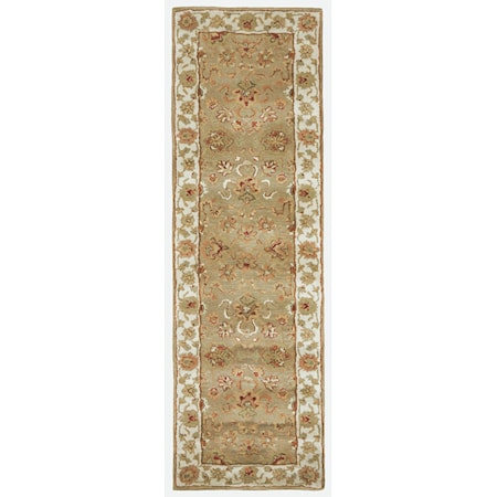 Sage/Ivory 2'-3" x 8' Runner Rug