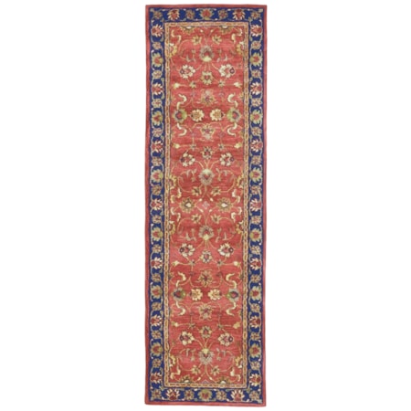 Red/Navy 2'-3" x 8' Runner Rug