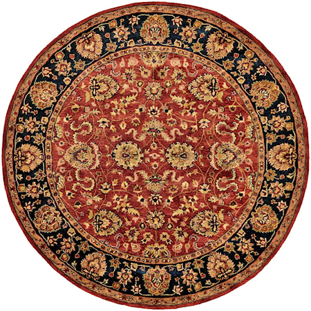 Red/Navy 8' x 8' Round Area Rug