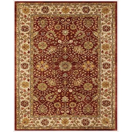 Cranberry/Ivory 3'-6" x 5'-6" Area Rug