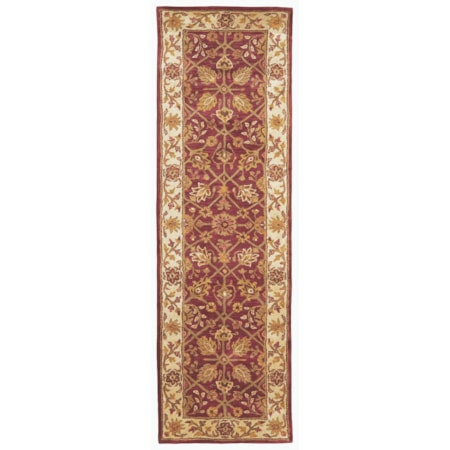 Cranberry/Ivory 2'-3" x 8' Runner Rug