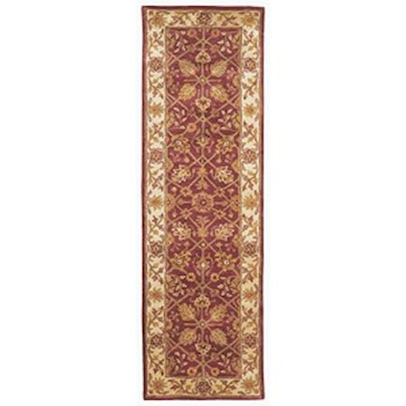 Cranberry/Ivory 2'-3" x 8' Runner Rug