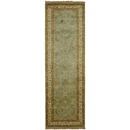 Ocean/Beige 2'-3" x 8' Runner Rug