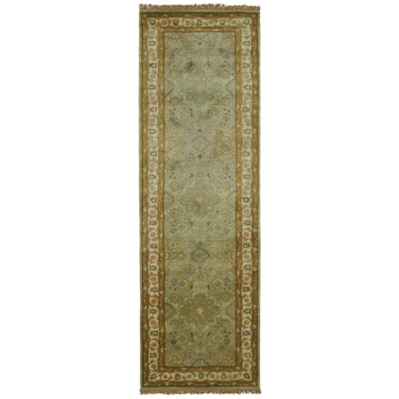 Ocean/Beige 2'-3" x 8' Runner Rug