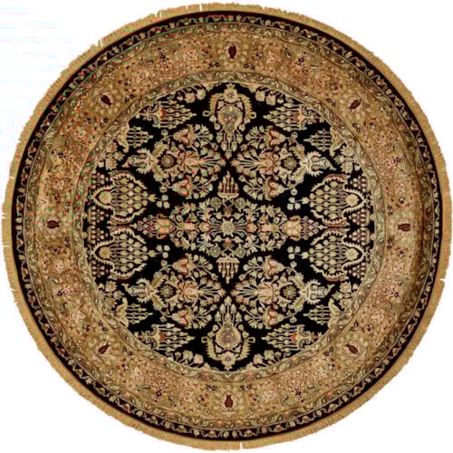 Black/Gold 8' x 8' Round Area Rug