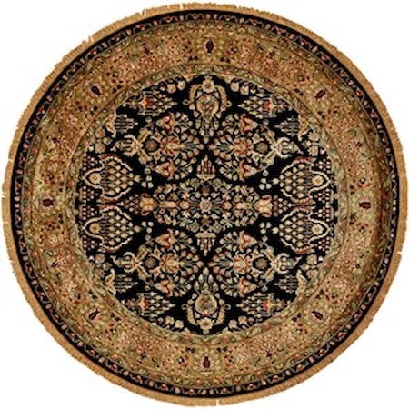 Black/Gold 8' x 8' Round Area Rug