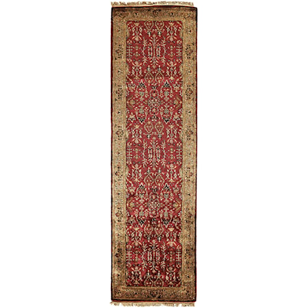 Red/Light Gold 2'-3" x 8' Runner Rug