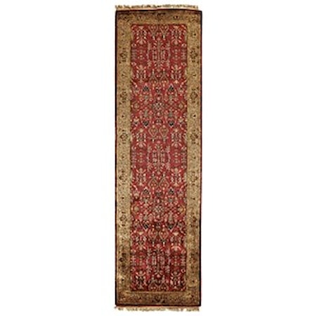 Red/Light Gold 2'-3" x 8' Runner Rug