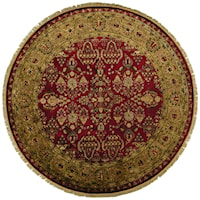 Red/Light Gold 8' x 8' Round Area Rug