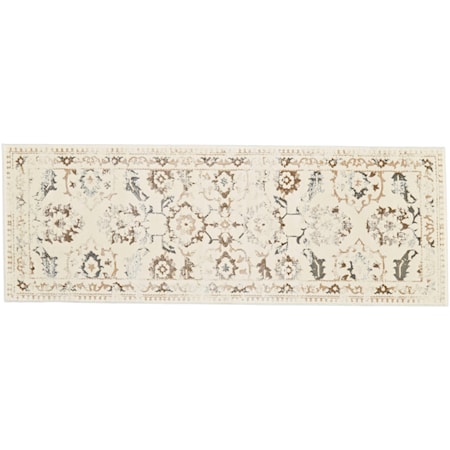 Cream/Gray 2'-10" X 7'-10" Runner Rug