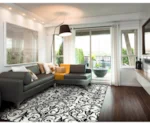 Feizy Rugs Carina Ebony/White 3'-6" x 5'-6" Area Rug