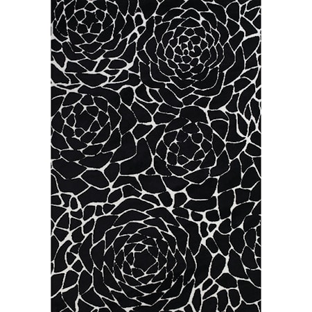 Black/White 2'-6" x 8' Runner Rug