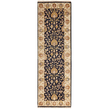 Black/Beige 2'-6" x 8' Runner Rug