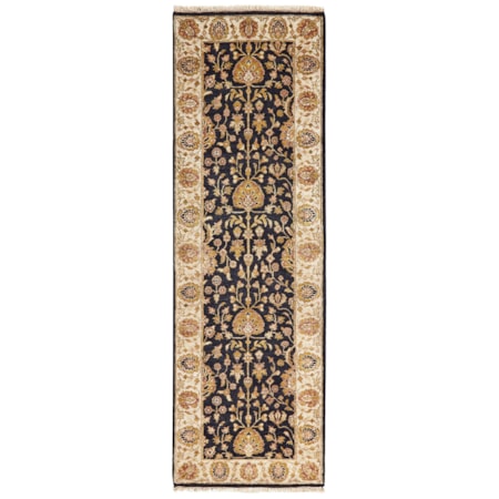Black/Beige 2'-6" x 8' Runner Rug