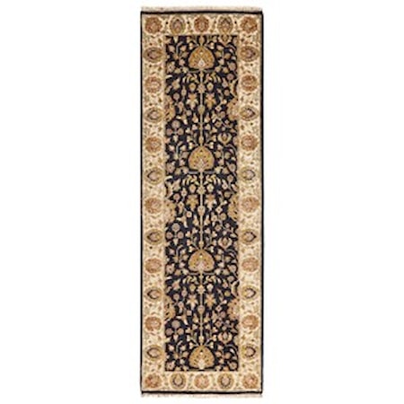Black/Beige 2'-6" x 8' Runner Rug