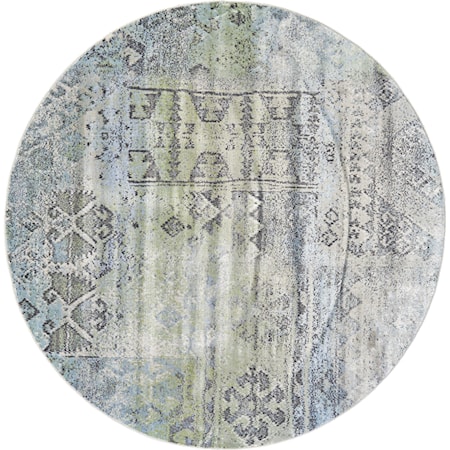 Mint/Taupe 8' x 8' Round Area Rug